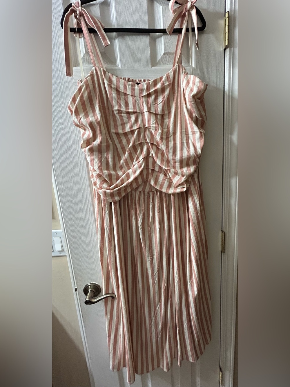 torrid Pink and White Striped Midi Dress with Tie Straps